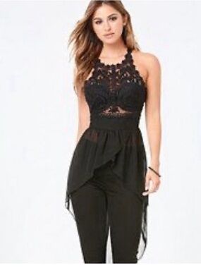 Bebe flowy lace tank light pink